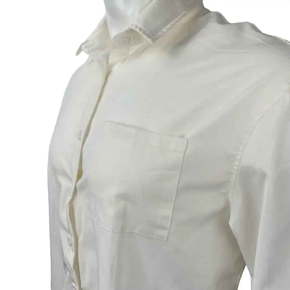 It Men's White Collared Long Sleeve Chest Pocket Casual Button Down Shirt Top S